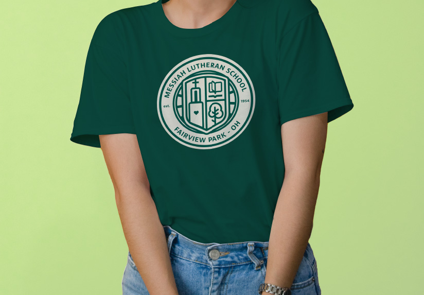 Green t-shirt on light green background