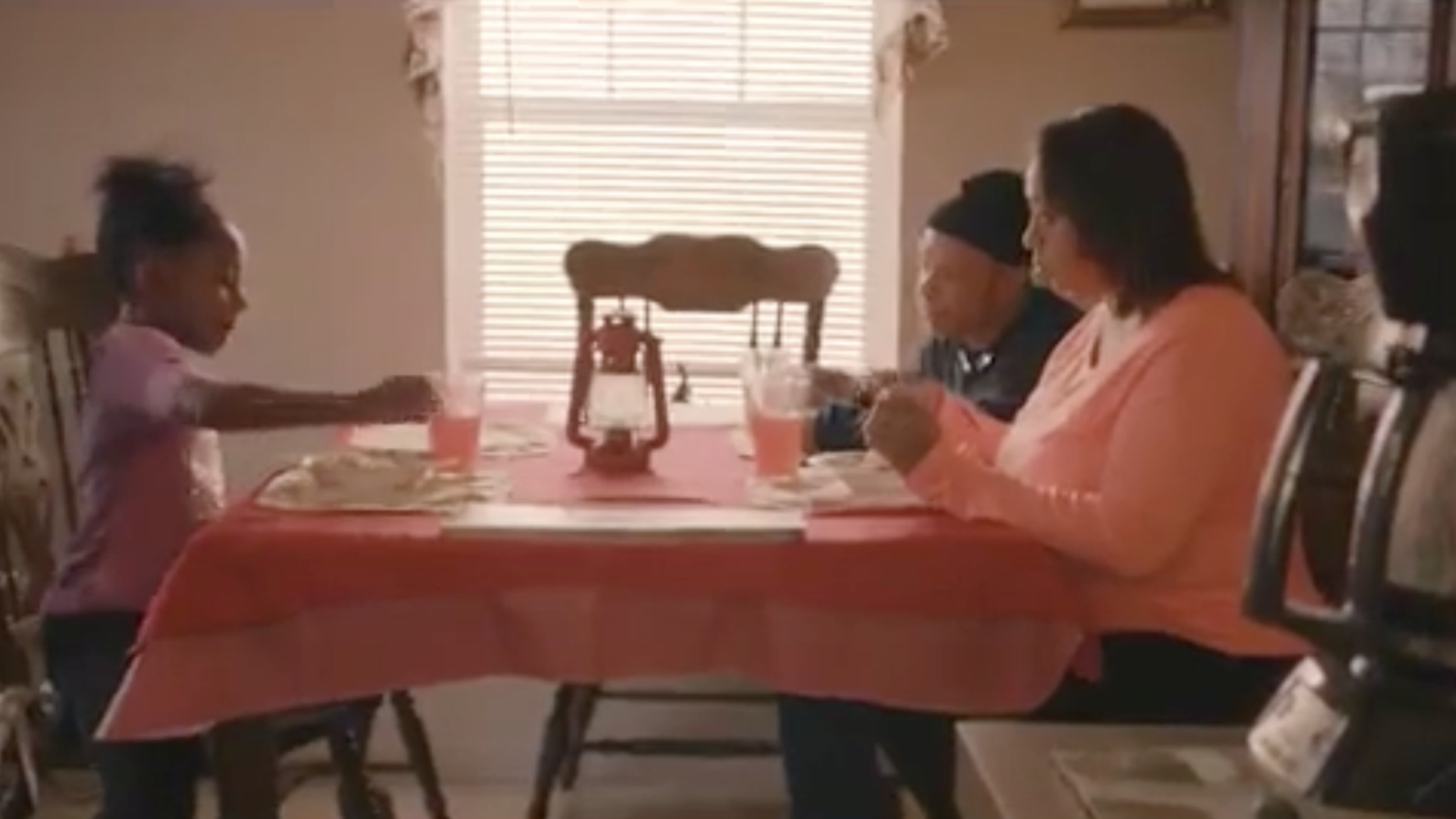 family eating at dinner table