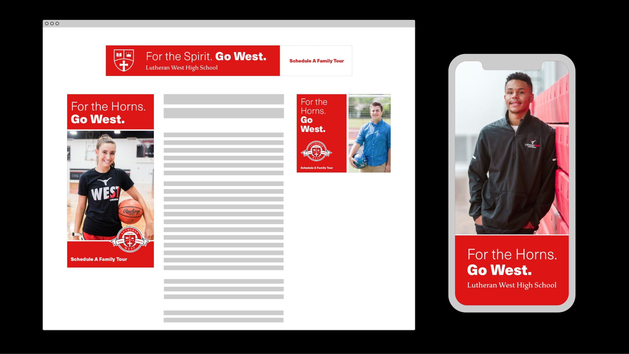 lutheran west digital ads shown on a desktop and iphone