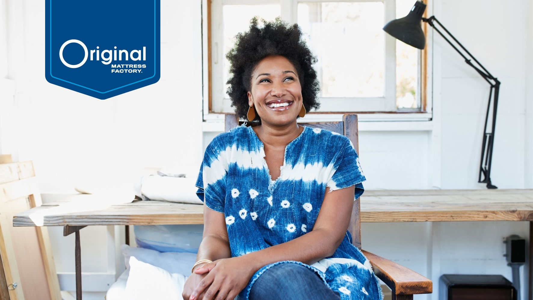 woman smiling in ad