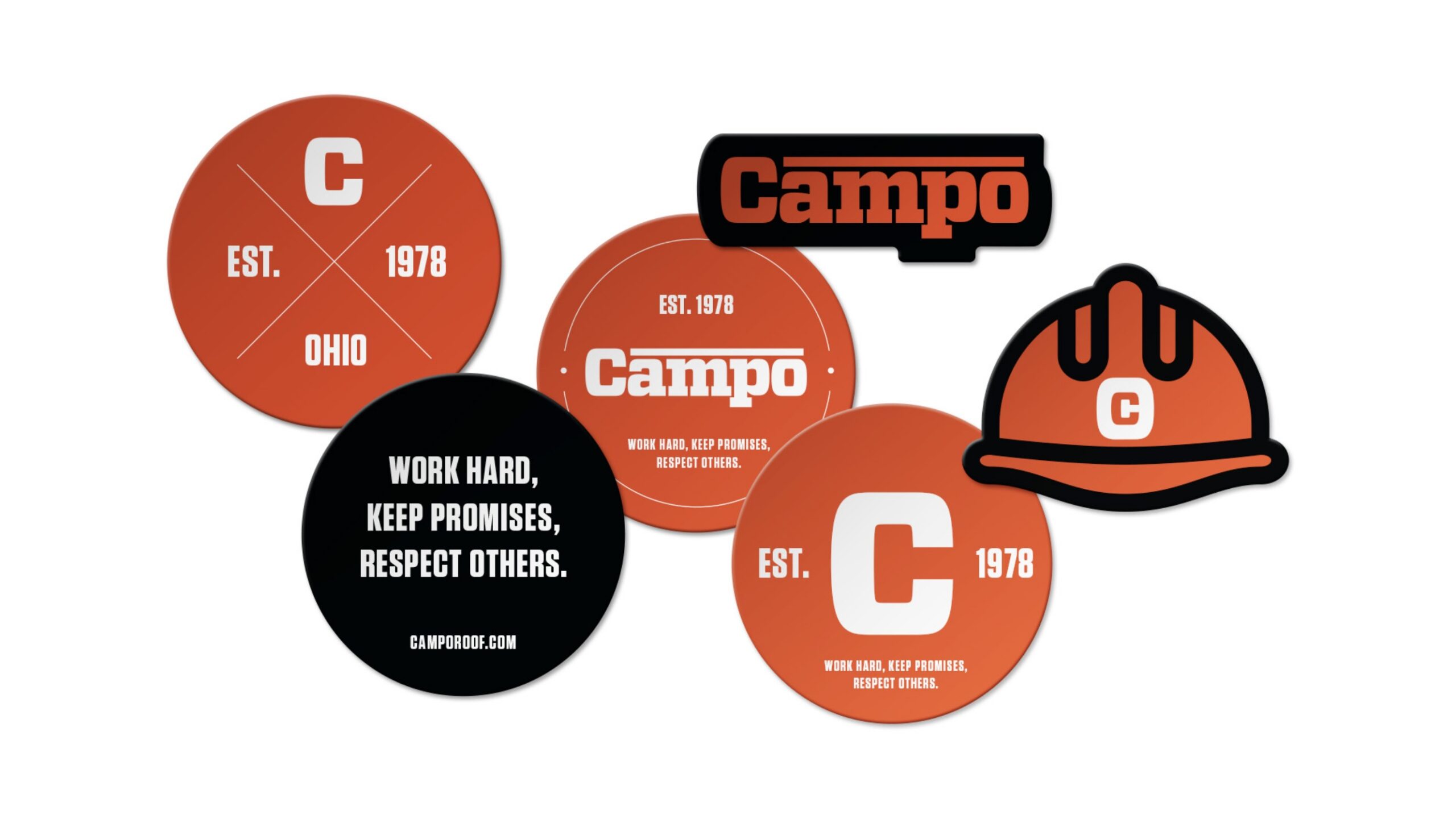 multiple campo stickers on white background