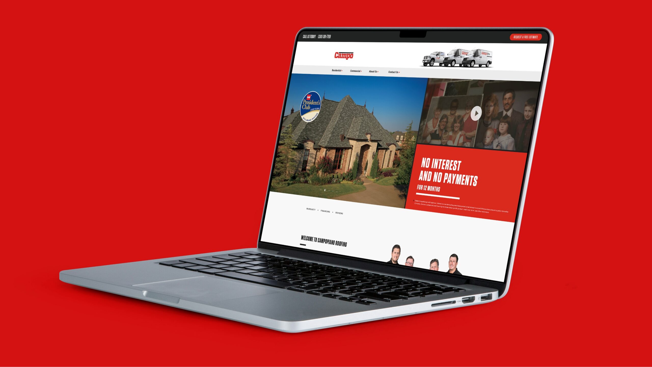 Campo website viewed on laptop