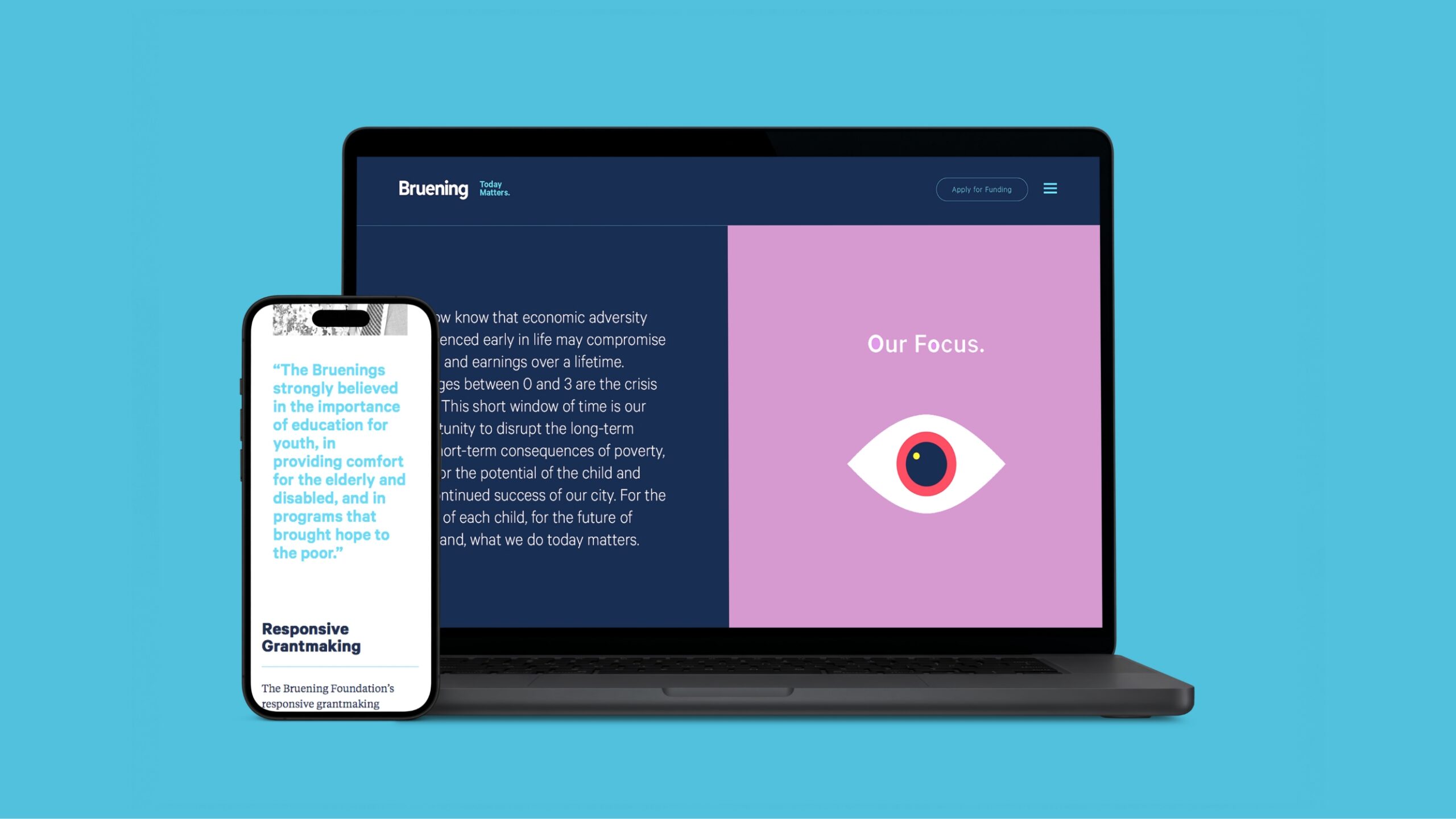 bruening foundation website on laptop and mobile